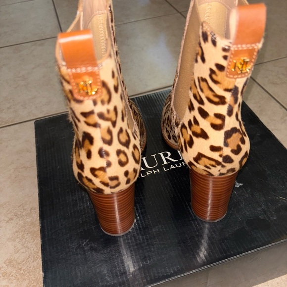 Ralph Lauren Tan Leopard Print Ankle Boots - Picture 9 of 12
